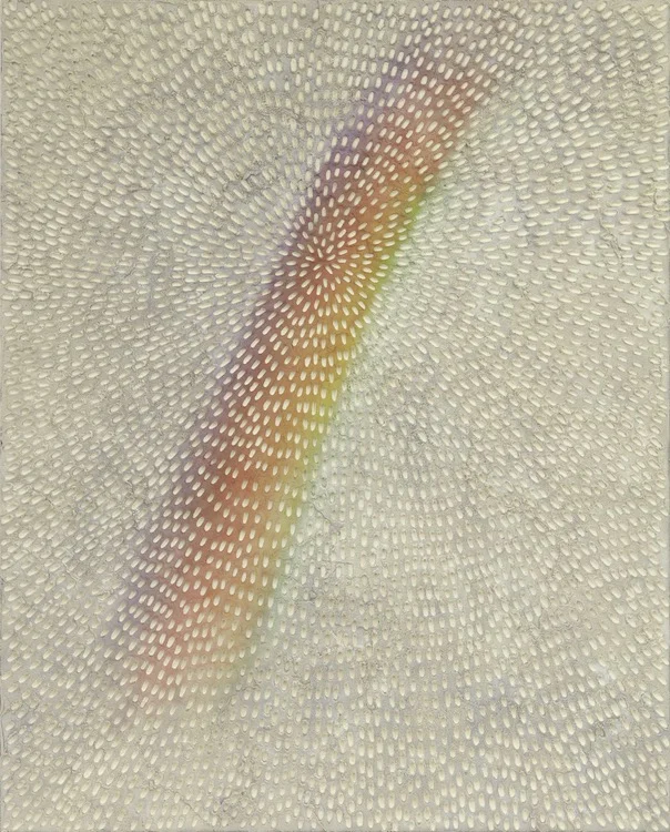 White Rainbow A (Painted White Sand SF #3F, Natural Ground, White and Rainbow), 2017