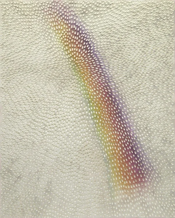 White Rainbow B (Painted White Sand SF #4F, Pink Ground, White and Rainbow), 2017