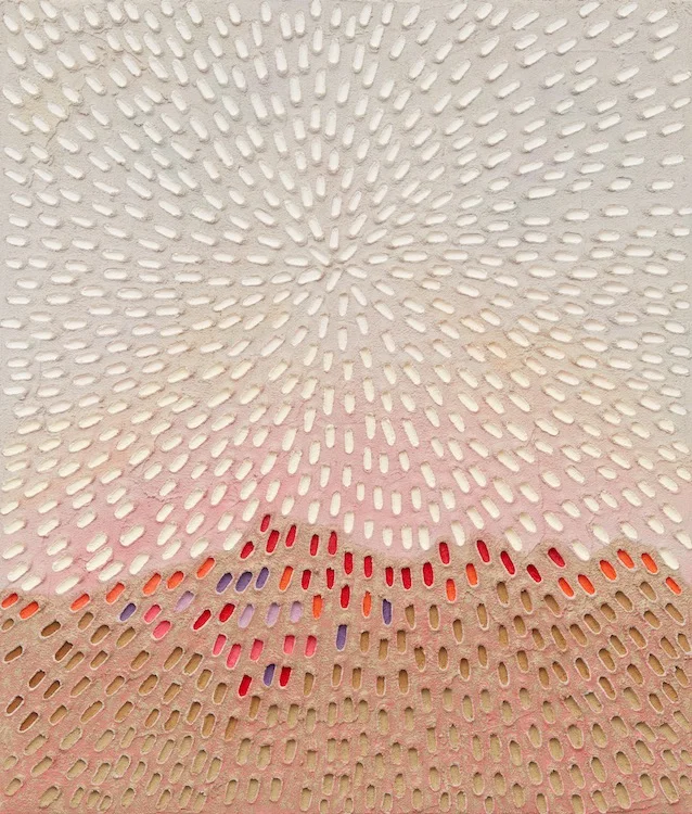 Pink Sky Mountain (Painted White Sand SF #2C, White and Multicolor), 2017