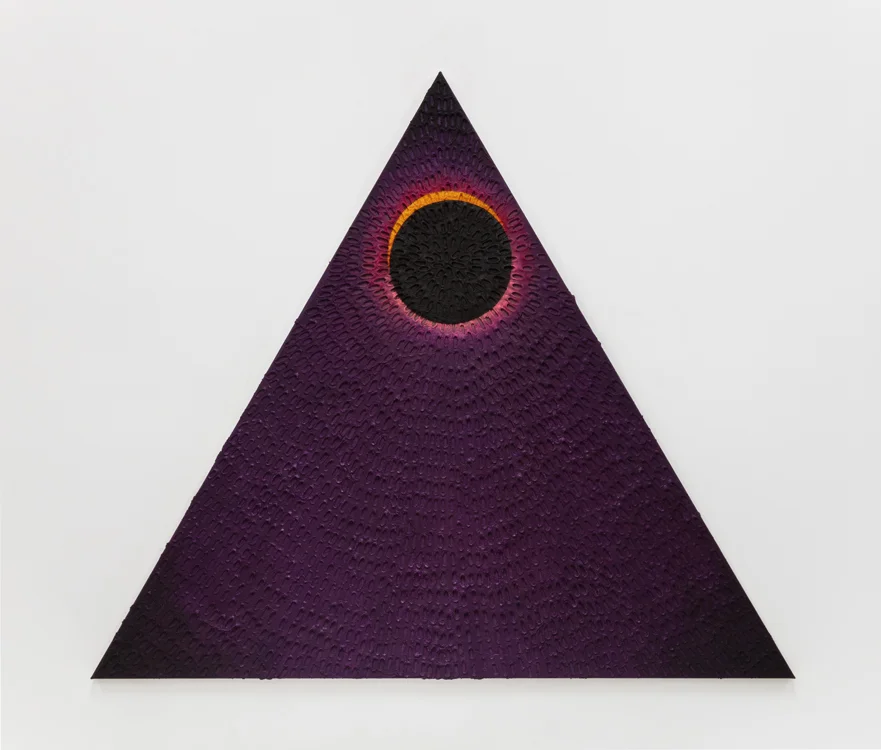 Lunar Eclipse/New Moon (Painted Lavender Sand SF #2T, Purple Gradient, Lavender Ground), 2018 Sand, acrylic and oil on linen 66” x 76”