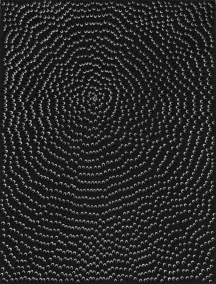 Standing In Center (White #1 PT, Black Sand SF #1E, Black Ground), 2018