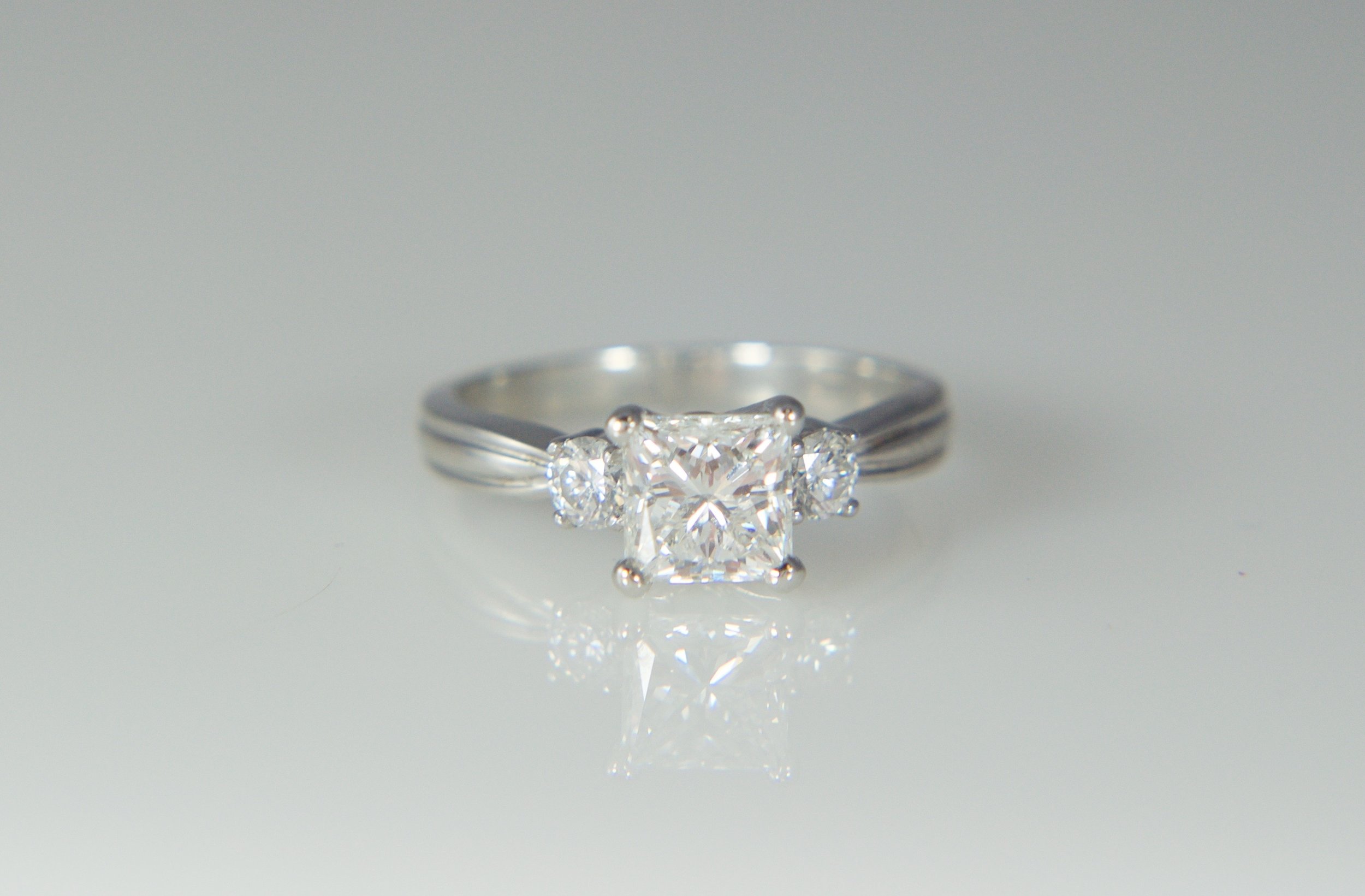 Princess three stone diamond engagement ring