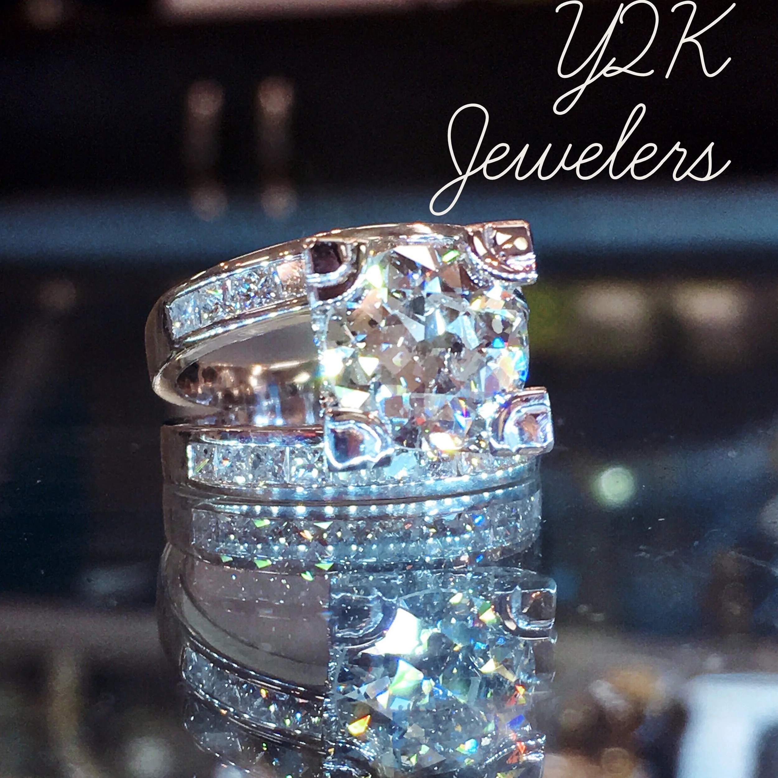 Old mine cut diamond engagement ring