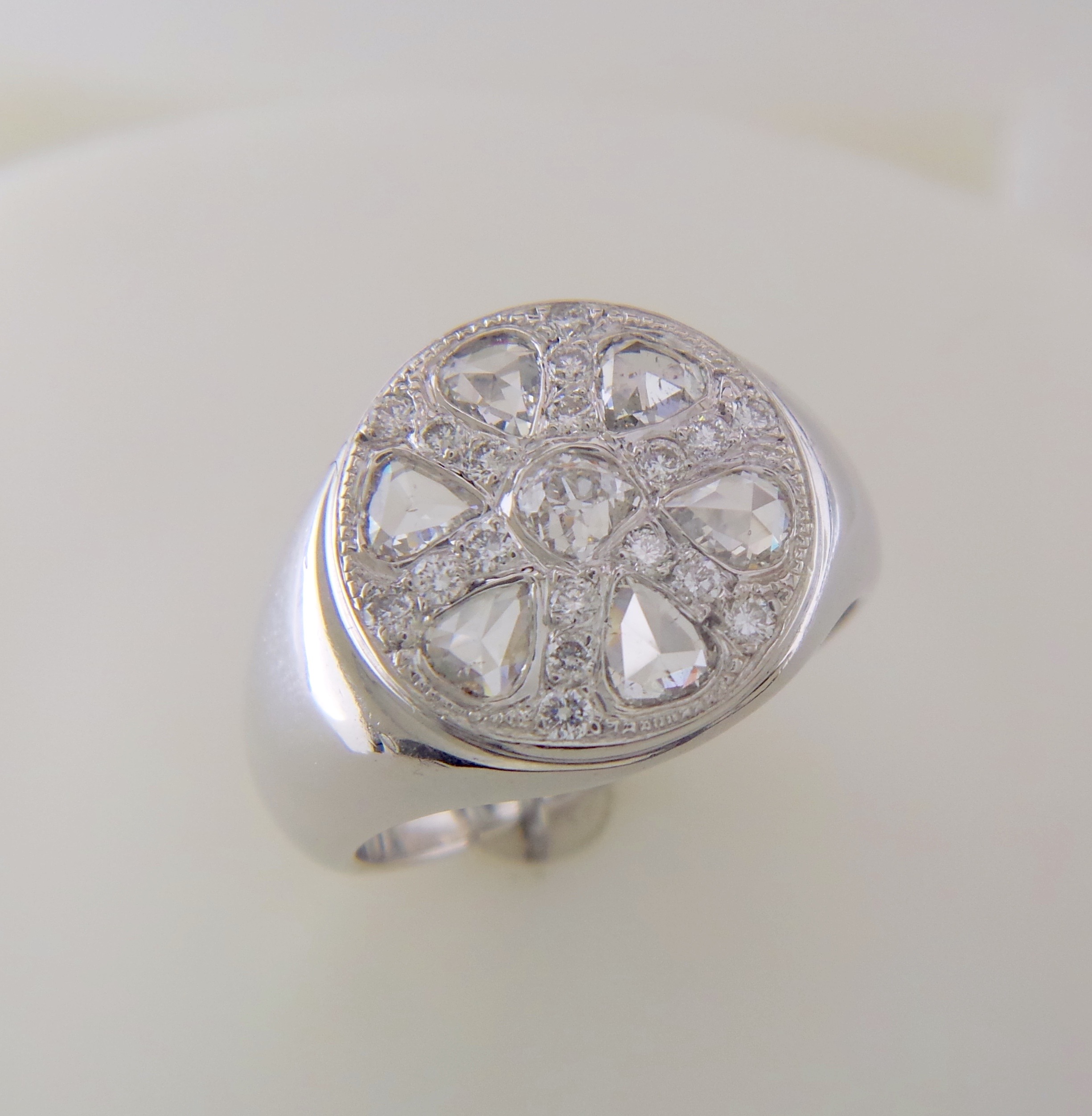 Men's rose cut diamond ring