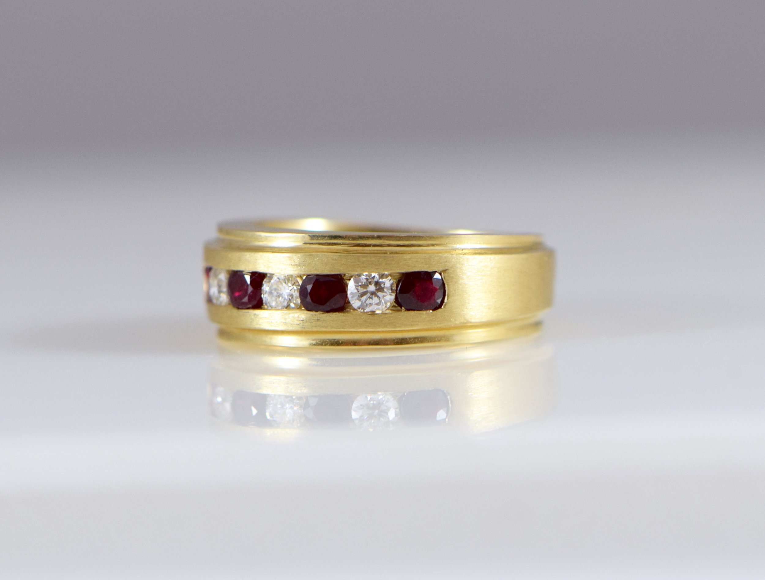 Men's ruby and diamond band