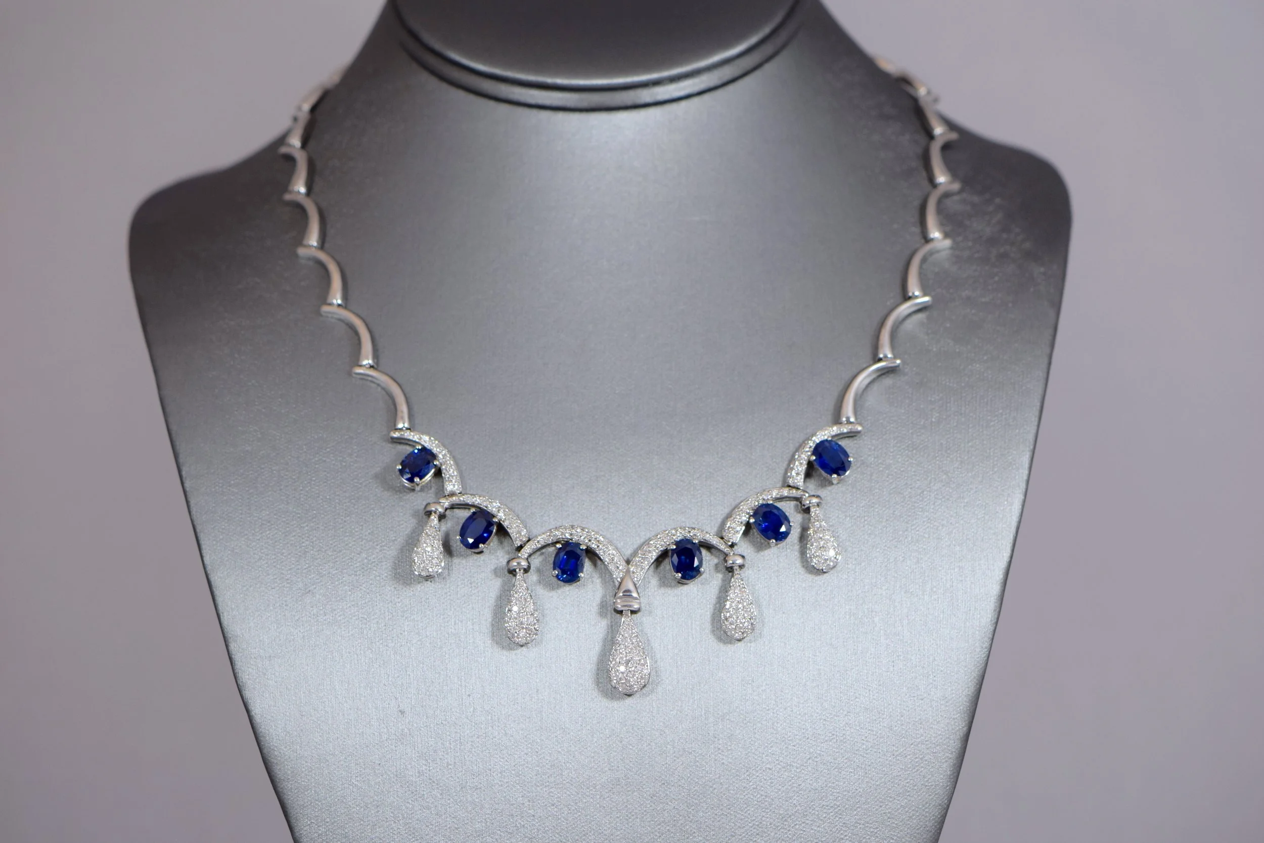 Sapphire and diamond statement necklace