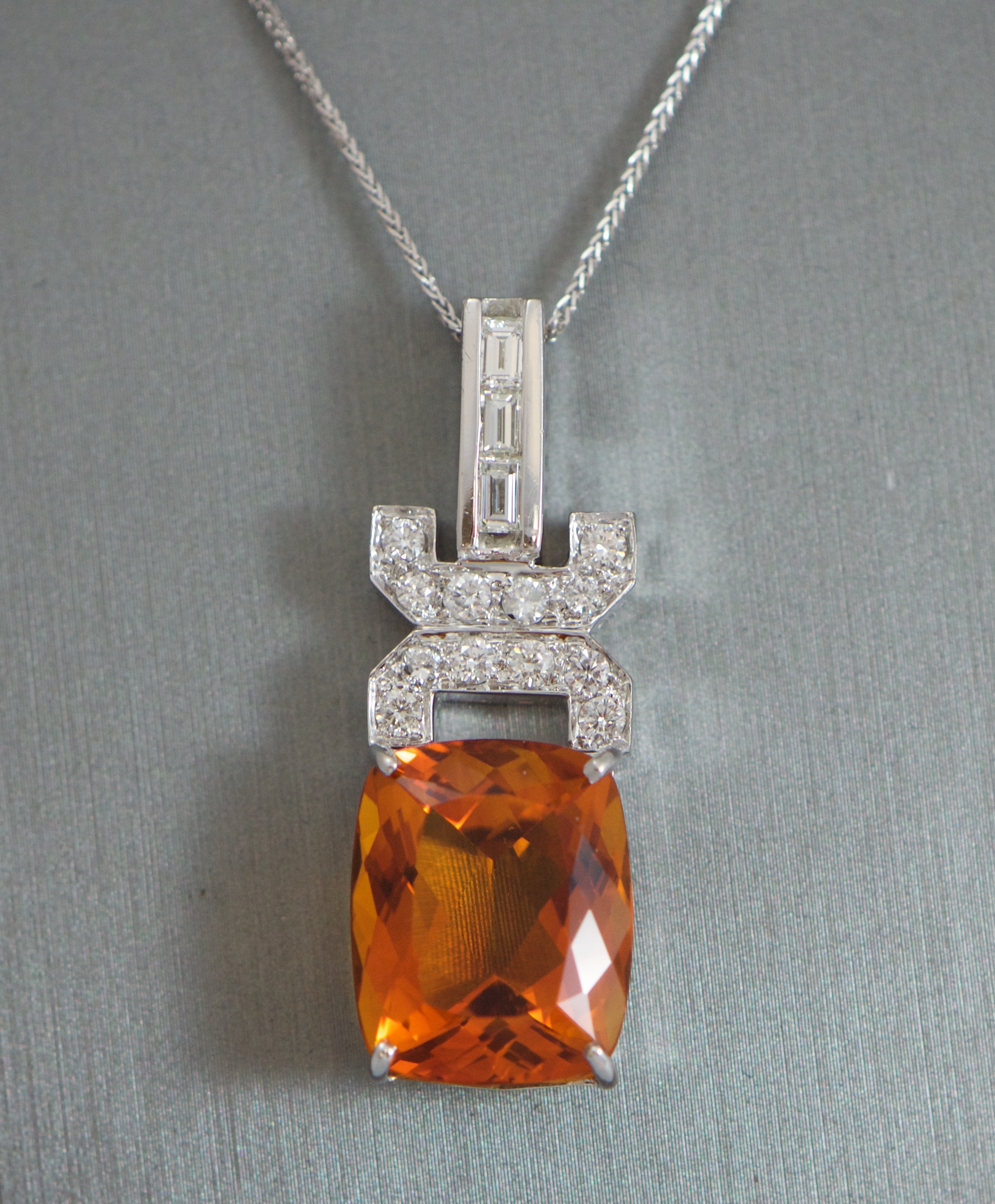 Citrine Art deco style diamond pendant