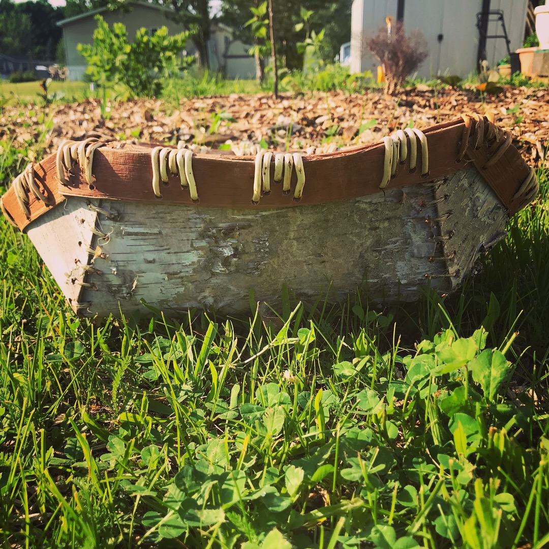 This is a sustainably harvested birch bark basket. Created by yours truly.