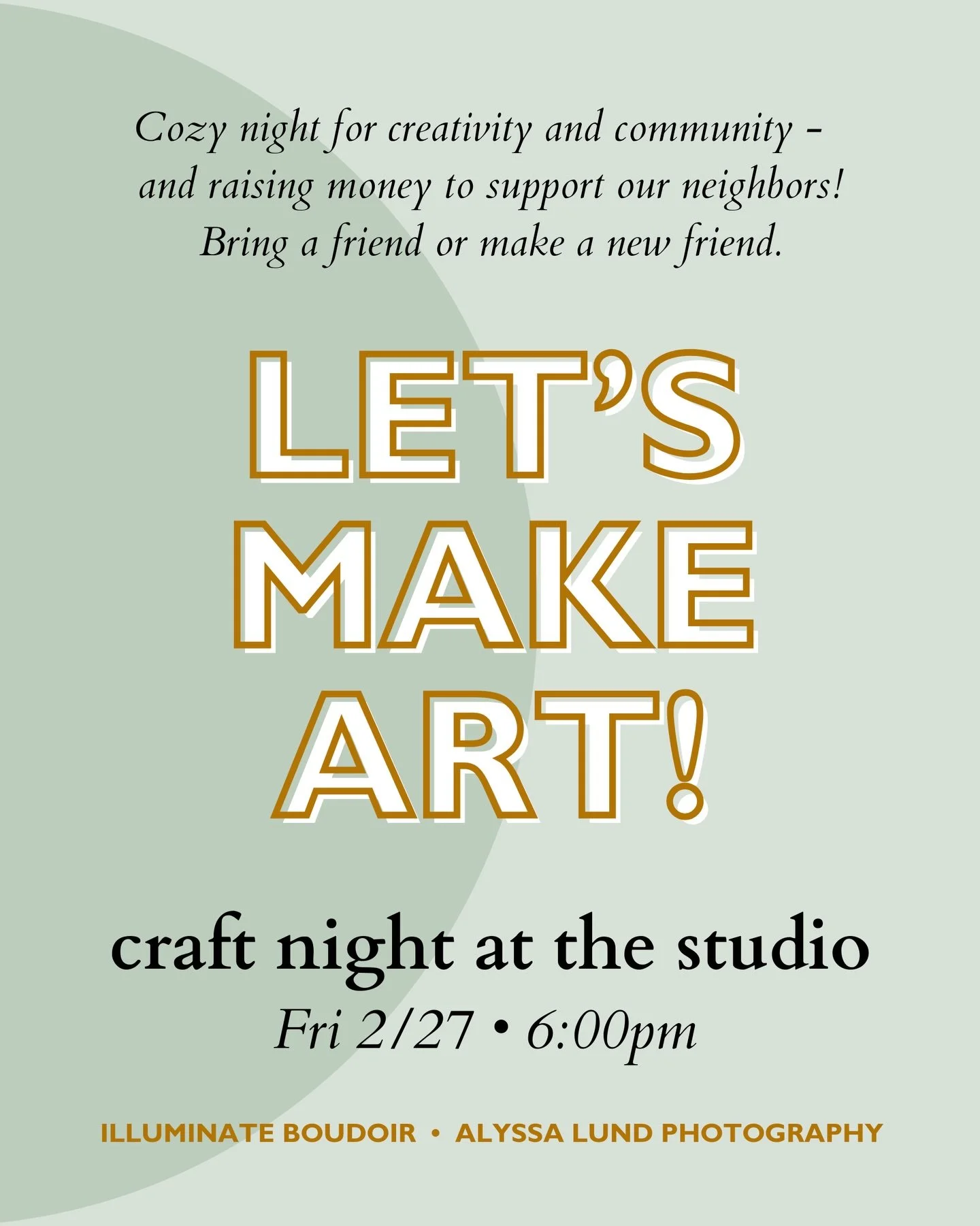 Swipe for details and how to rsvp! Come for the crafty time, stay to create alongside new friends, all while raising money to support our neighbors ❤️