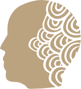 Abstract illustration of a human head profile with curly hair design.