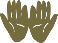 Two pairs of hands facing upward, palms open.