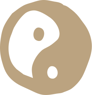 A yin-yang symbol with black and white sections and two dots of opposite colors within each section.