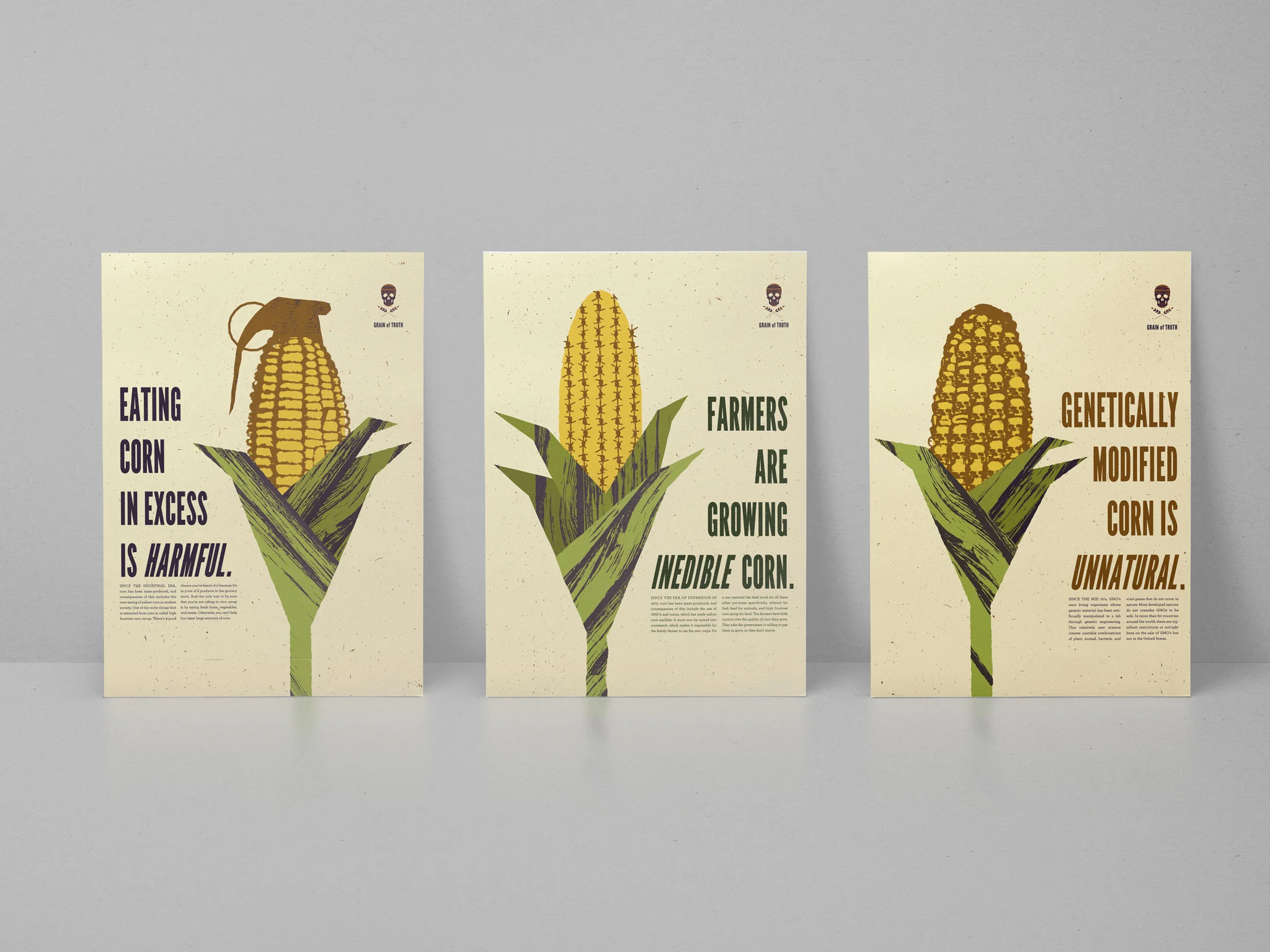 Posters for the Campaign that discuss the unnaturalness of corn.