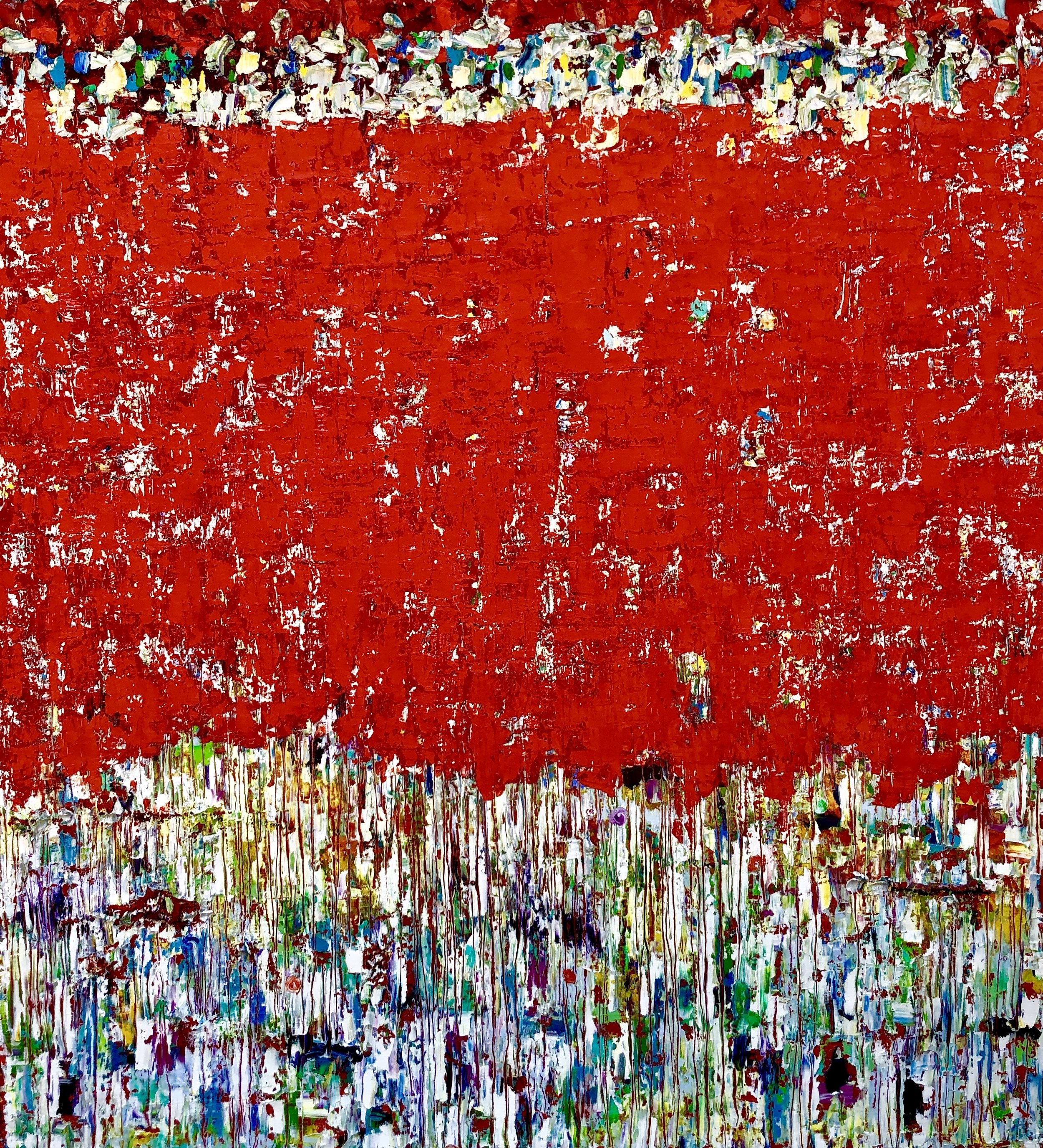 “Red Rover, Red Rover” 77” x 68” x 2.5” oil on canvas