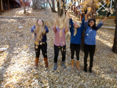 You deserve to be as happy in your life as I am here, throwing leaves in the air. Big Bear, CA