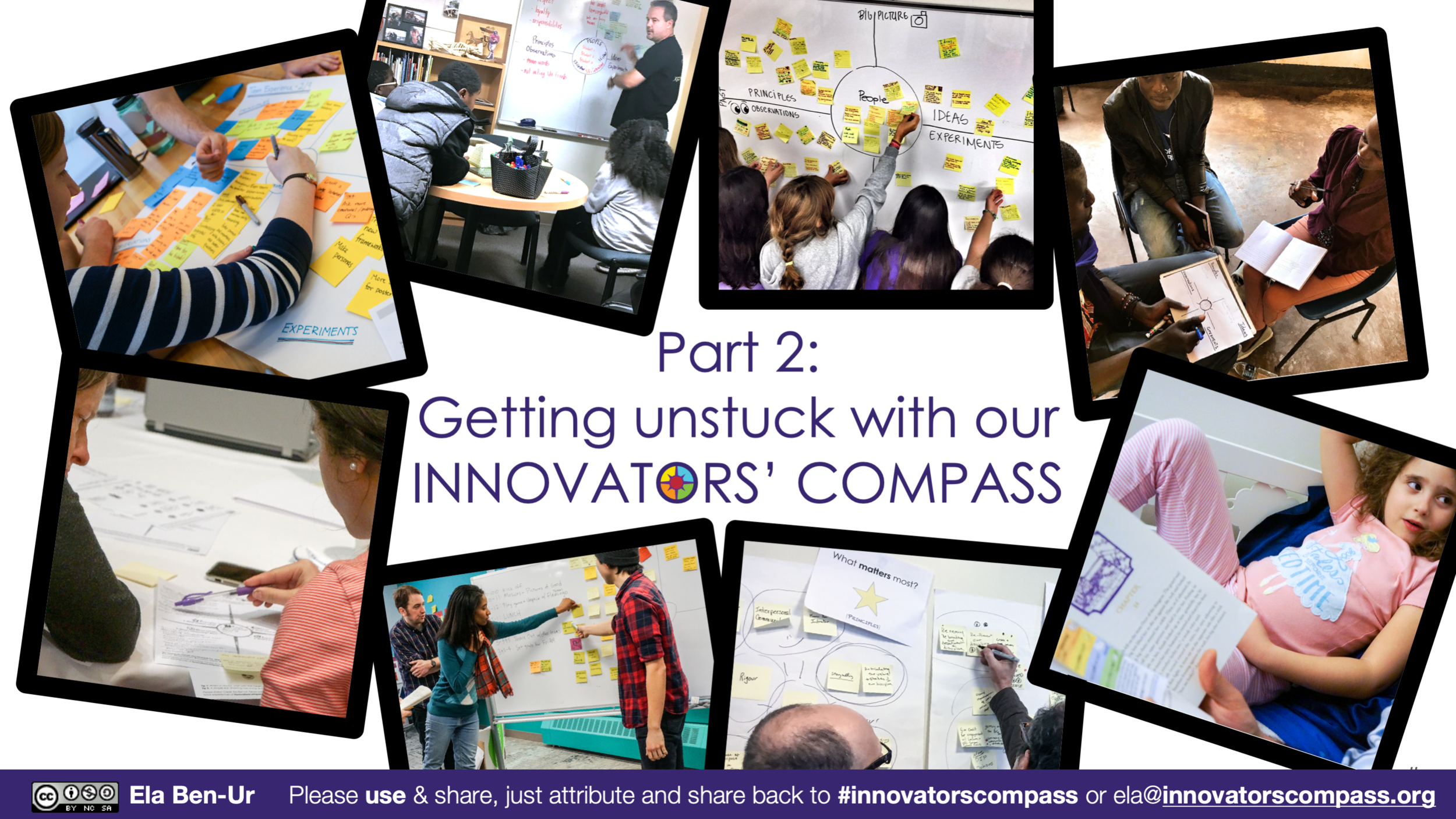 INNOVATORS’ COMPASS 2: GETTING UNSTUCK USING EACH SPACE This 2-1/2 minute video walks how we find breakthroughs for our challenges in each Innovators’ Compass question—and will answer your questions about compass design, too!