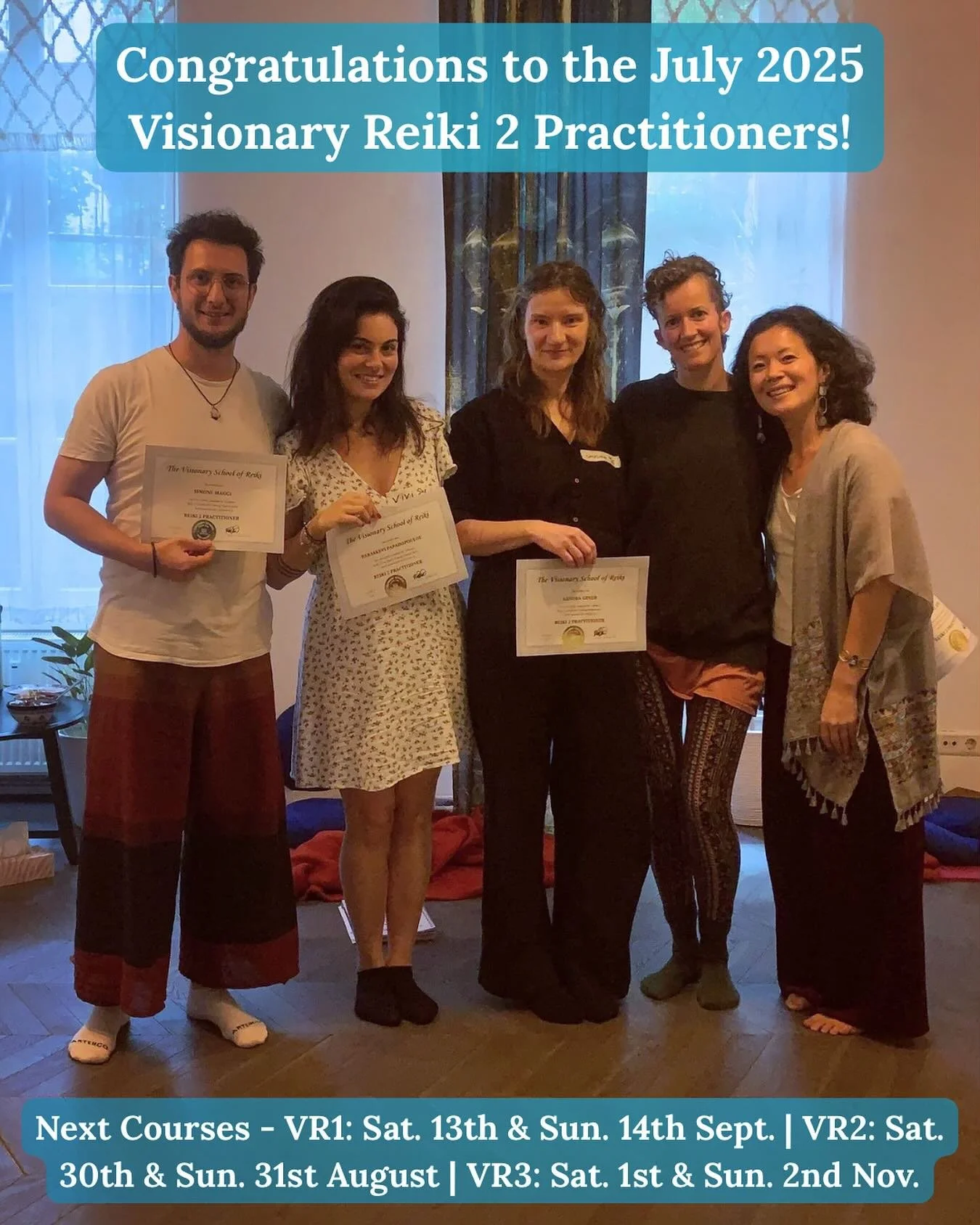 About a month ago, I had the joy &amp; honor to share a magical weekend with these lovely souls 💫 Congratulations to the July 2025 @visionaryschoolofreiki Visionary Reiki 2 Practitioners! 🥳🎊🎈🎉🙌✨🌀💓
⠀
We delved deep into boundaries (a topic so 