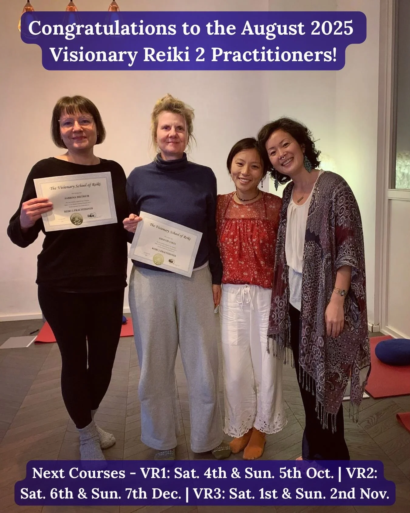 I spontaneously decided to teach a @visionaryschoolofreiki Reiki 2 Course back in August &amp; I&rsquo;m so glad I did 🥰 Congratulations to the latest Visionary Reiki 2 Practitioners! 🎊🎈🎉🙌💓✨🌀
⠀
This was a special group, as 3 out of 4 students 