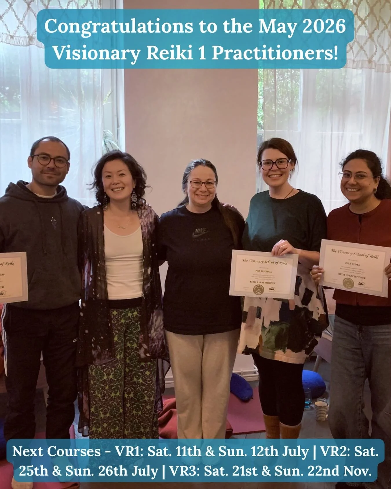 The biggest congratulations to the May 2026 @visionaryschoolofreiki Reiki 1 Practitioners! 🎉🎈🎊🥰🙌💓🌀✨🥳
⠀
It was a very special weekend all together, especially with 1 of my very 1st students @poemaniac, who completed her Visionary Reiki 3 Maste