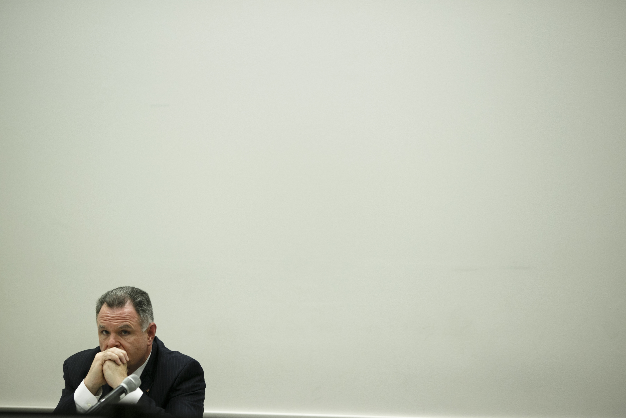 Chicago Police Superintendent Garry McCarthy listens to comments from attendees during the November Police Board Meeting. (Jonathan Gibby/City Bureau)