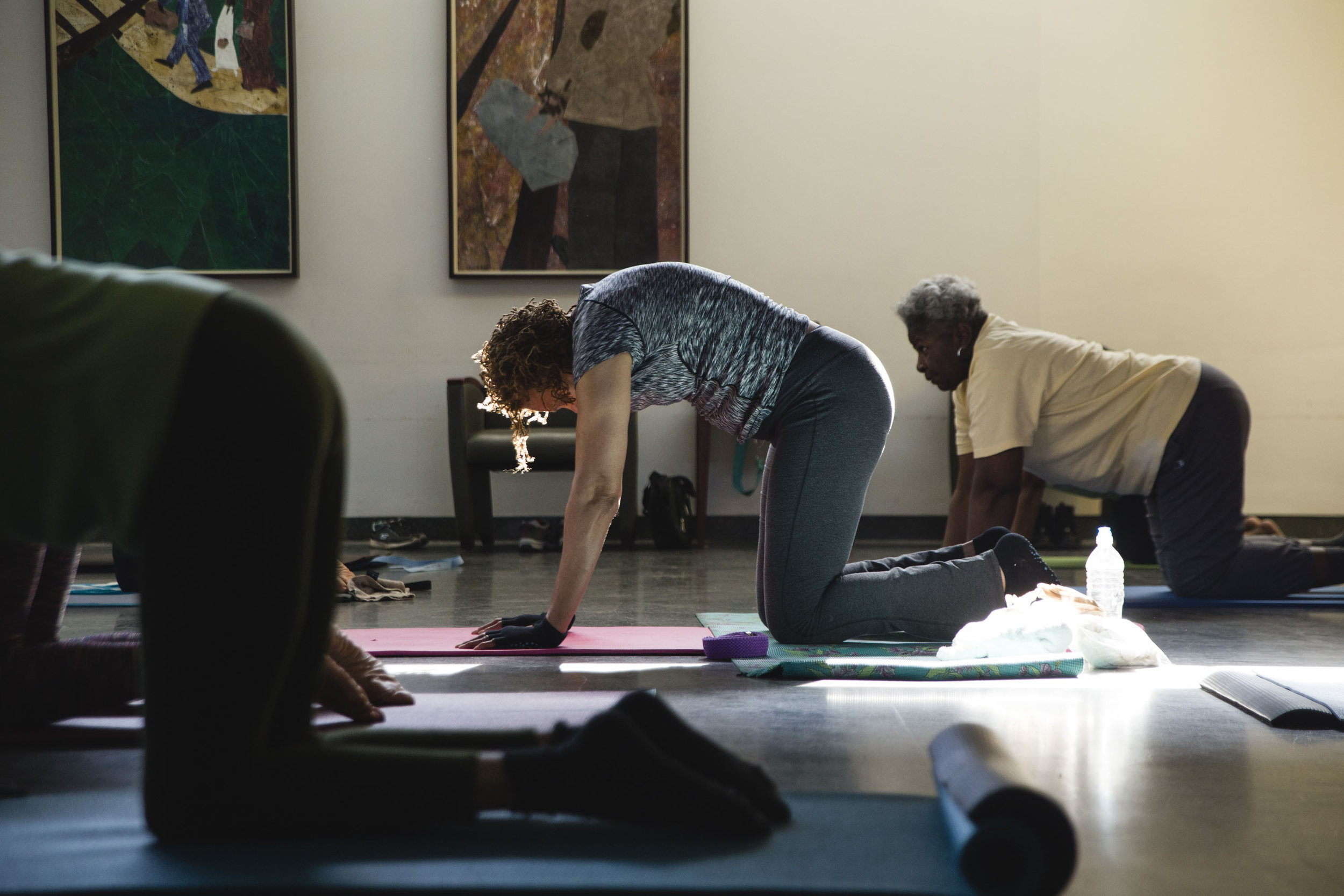  Older adults attend a free yoga class taught by Tony Stevens in the senior satellite in Abbott Park in Roseland. 