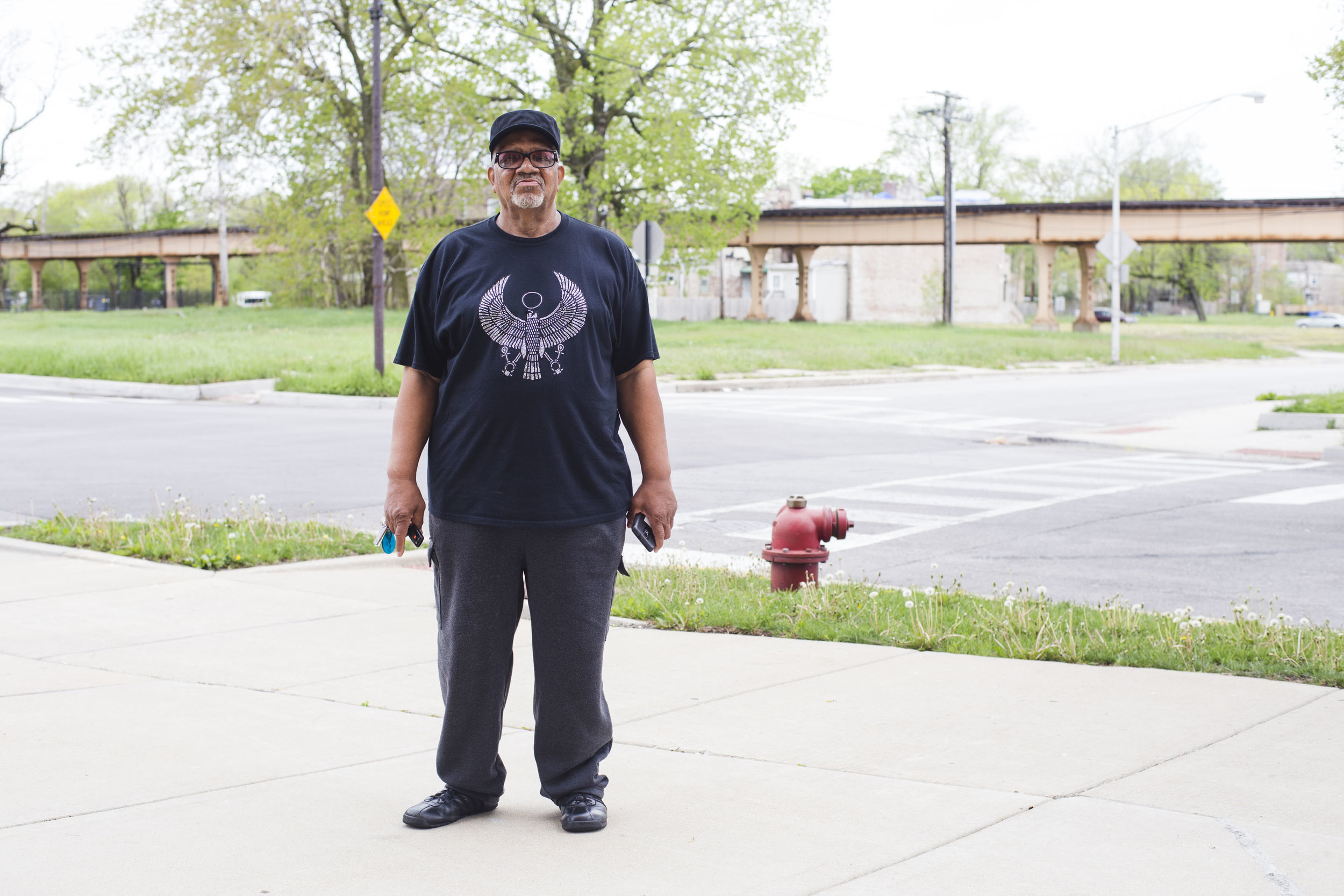  Rashid C., 72, used to live in a senior building at 42nd and Cottage Grove, which according to him, was infested with rats, bed bugs and cockroaches. Now he lives in Washington Park, a few blocks away from where he was born. He says the neighborhood