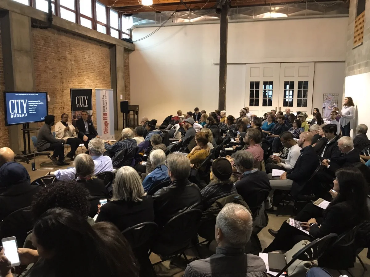 City Bureau’s 102nd #PublicNewsroom: “Reporting on Race and Riots — 1919 to Today” (Photo: Brad Hunt)