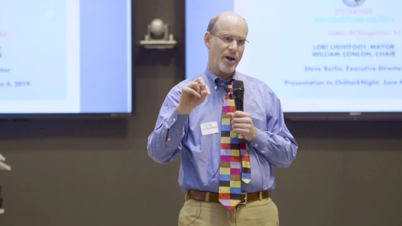 Chicago Board of Ethics Executive Director Steve Berlin speaks at ChiHackNight June 4, 2019. (Photo: Courtesy of ChiHackNight)