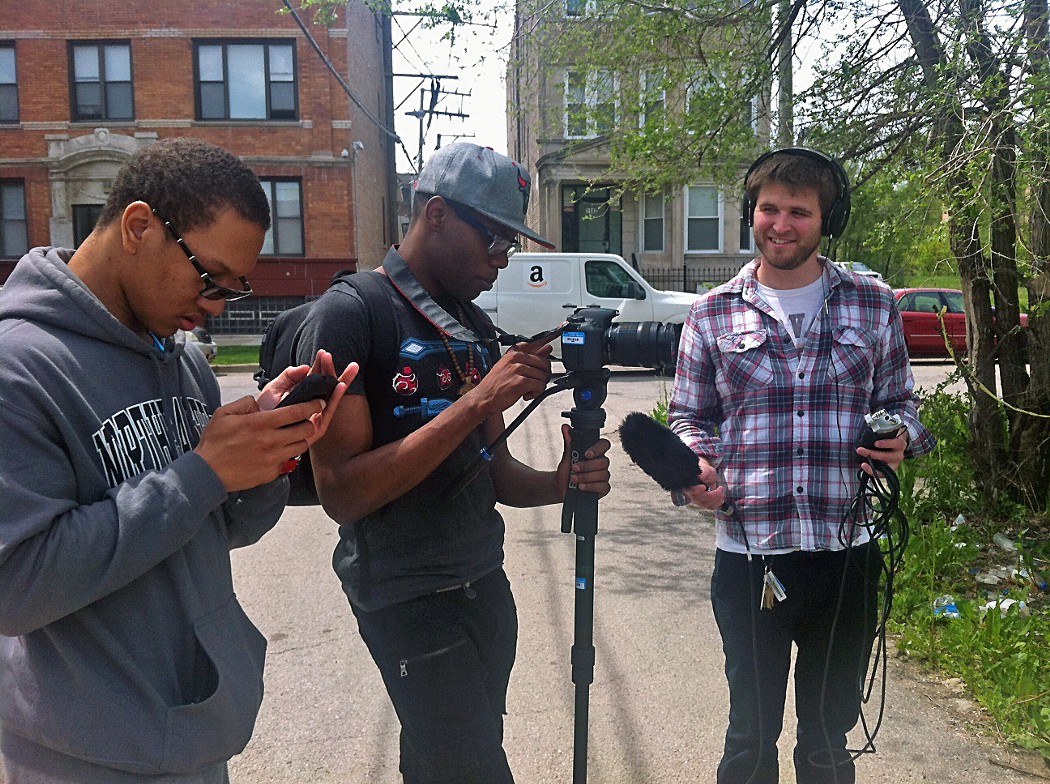 Johnny Thrower, Ronald Reese and Kel Lyons report on the street while producing “From North Lawndale, On North Lawndale,” audio documentary below.