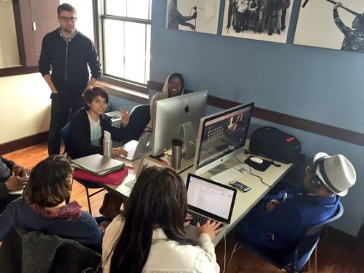 City Bureau and Real Chi Youth journalists at work in their North Lawndale newsroom.