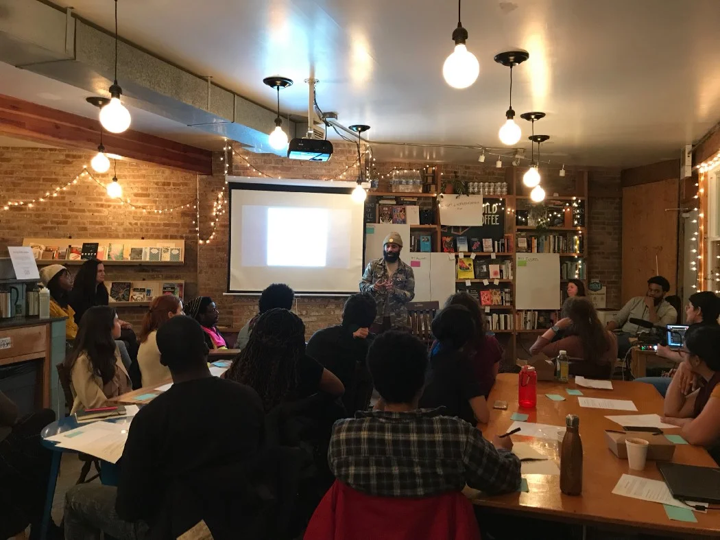 Mashaun Hendricks presents at our 99th Public Newsroom. (Photo: Harry Backlund)