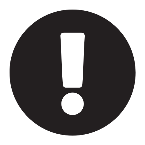 A graphic of an exclamation point inside a black circle