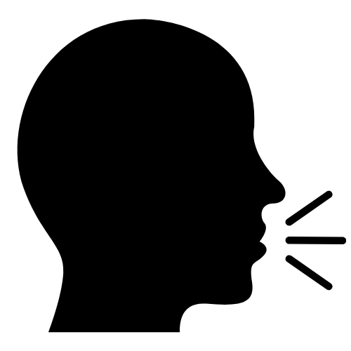 A graphic of speech coming from a person's lips