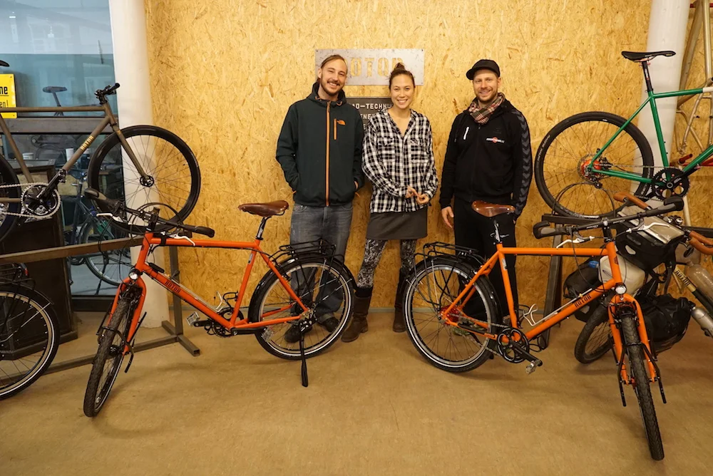 Pia and I with Sebastian from Rotor bikes. Our first sponsor.