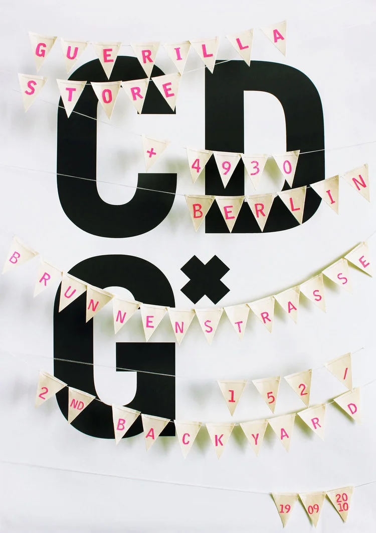A poster design for the Comme des Garçons (CDG*) “Guerrilla” store during a poster workshop in Basel, Switzerland.