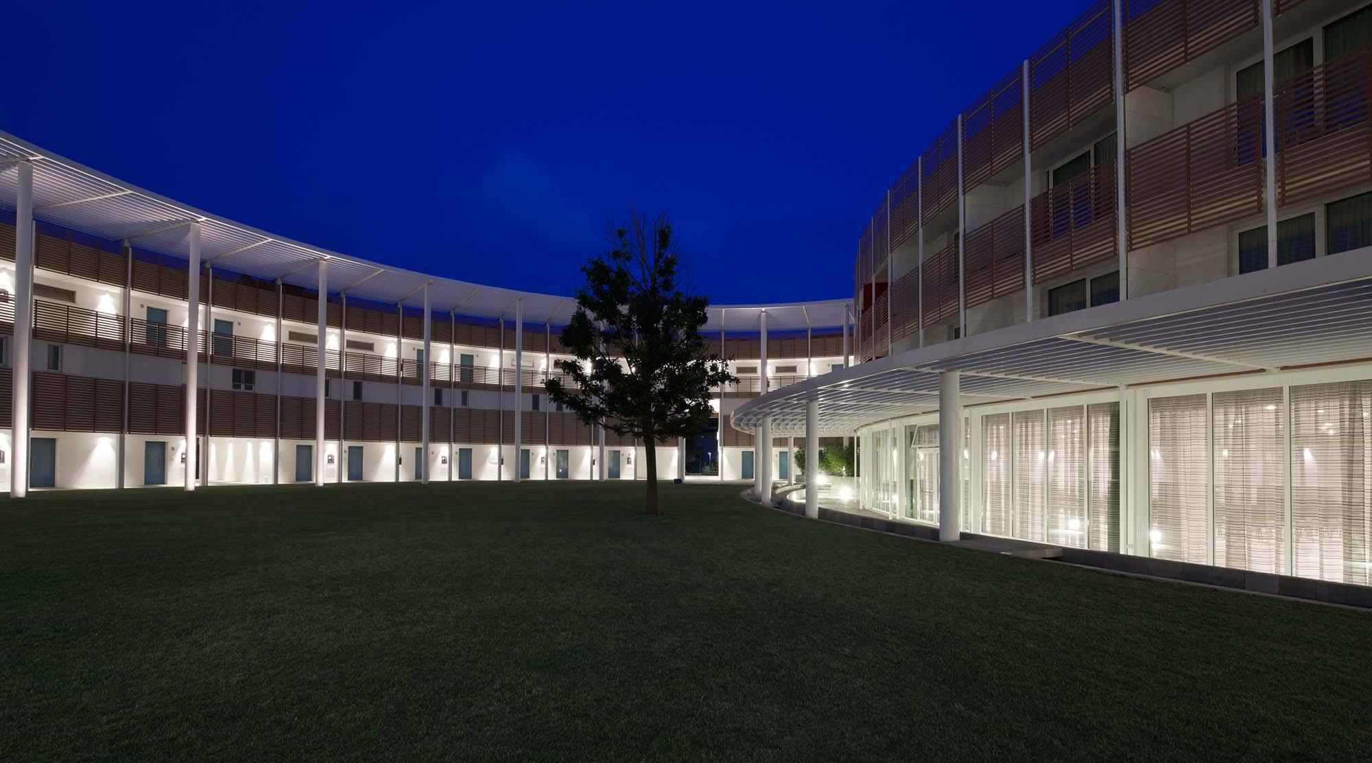 Courtyard at dusk