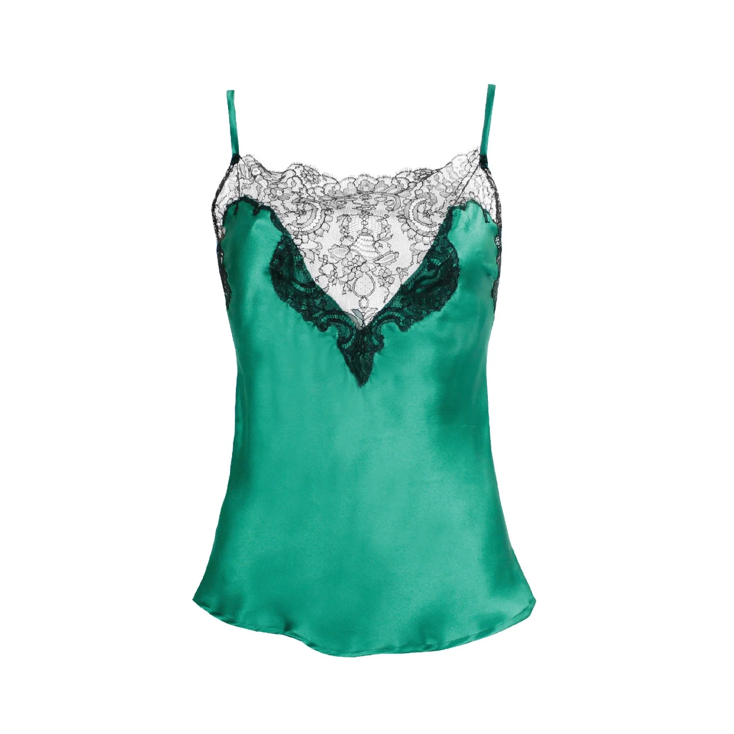 riana Emerald Luxury Silk and Lace Camisole