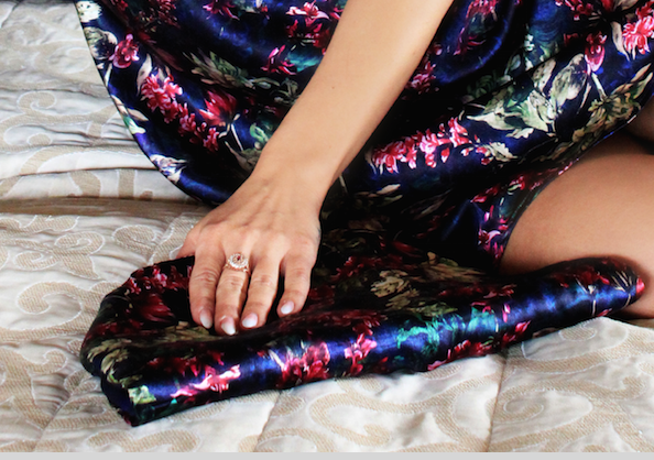 Ariana Floral printed silk Lingerie Travel Bag
