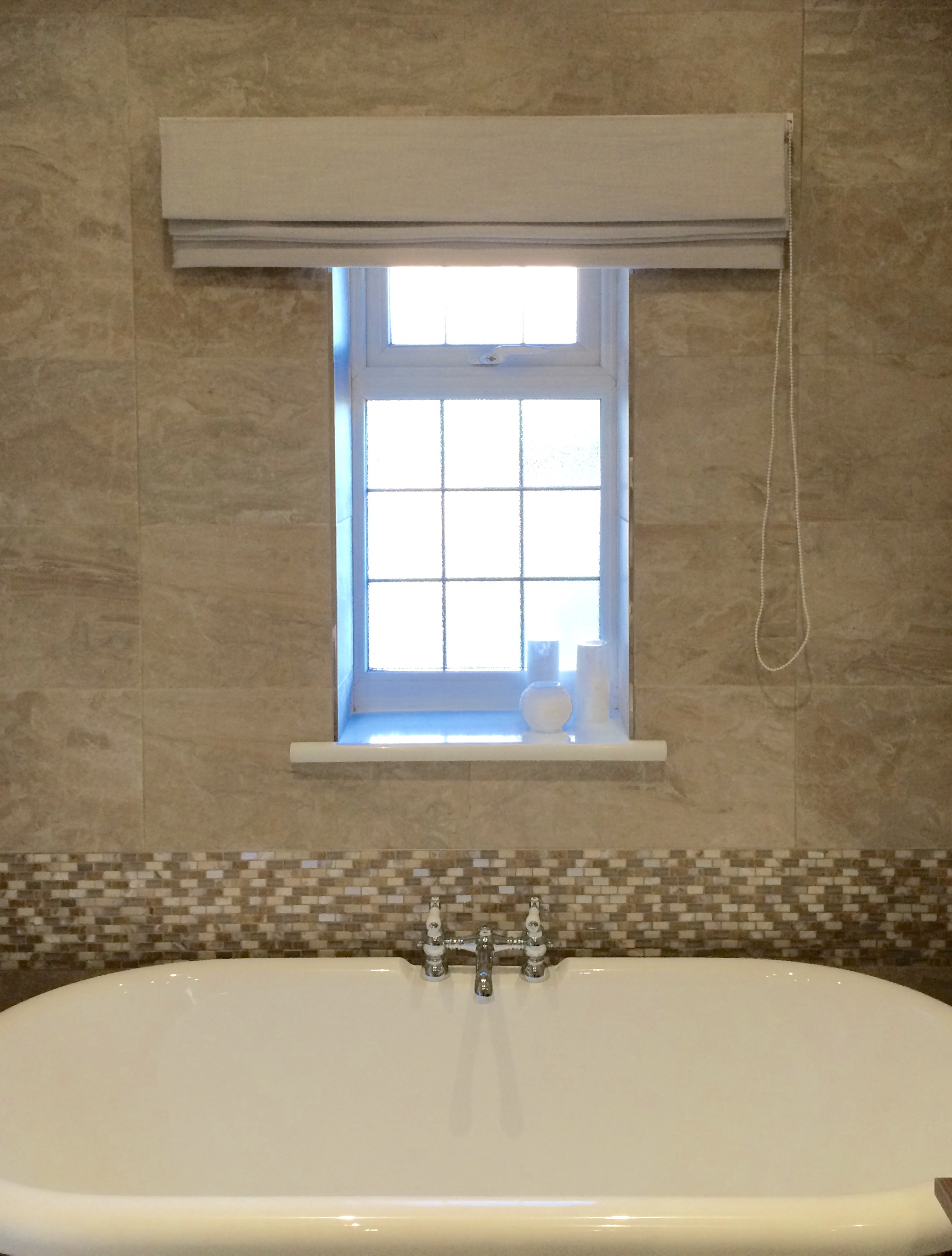 Roman Blind in Silver linen
