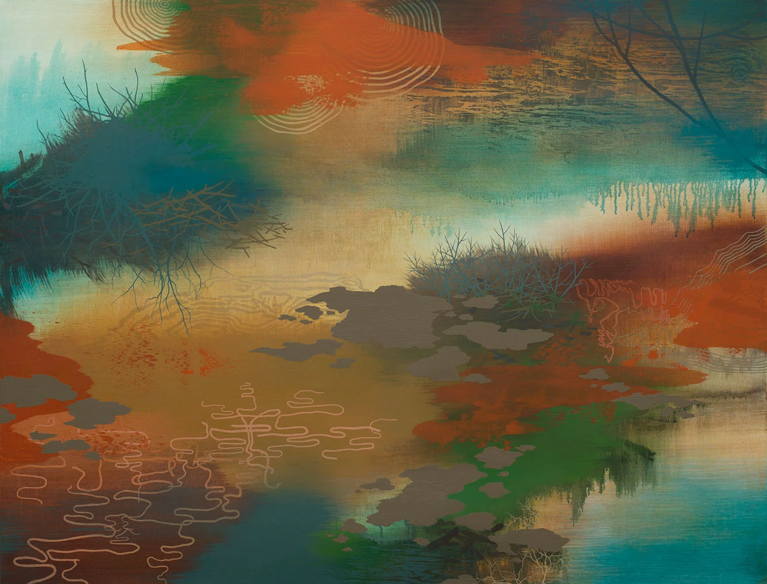 Wood Interior Acrylic on canvas 46 x 60 x 1.5" SOLD