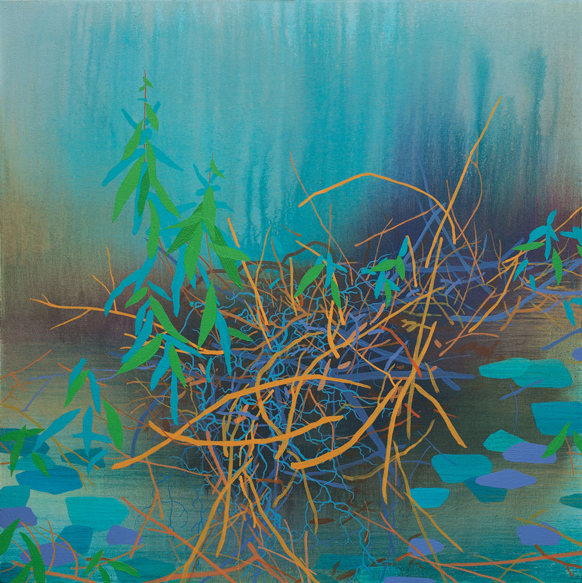   Entangled Growth   Acrylic on canvas 24 x 24 x 1.5” SOLD 