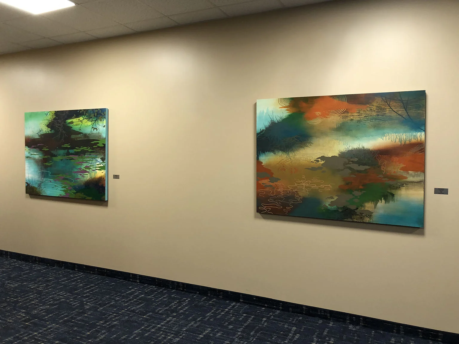  Algae Bloom , Acrylic on canvas 46 x 60" Wood Interior , Acrylic on canvas 46 x 60"