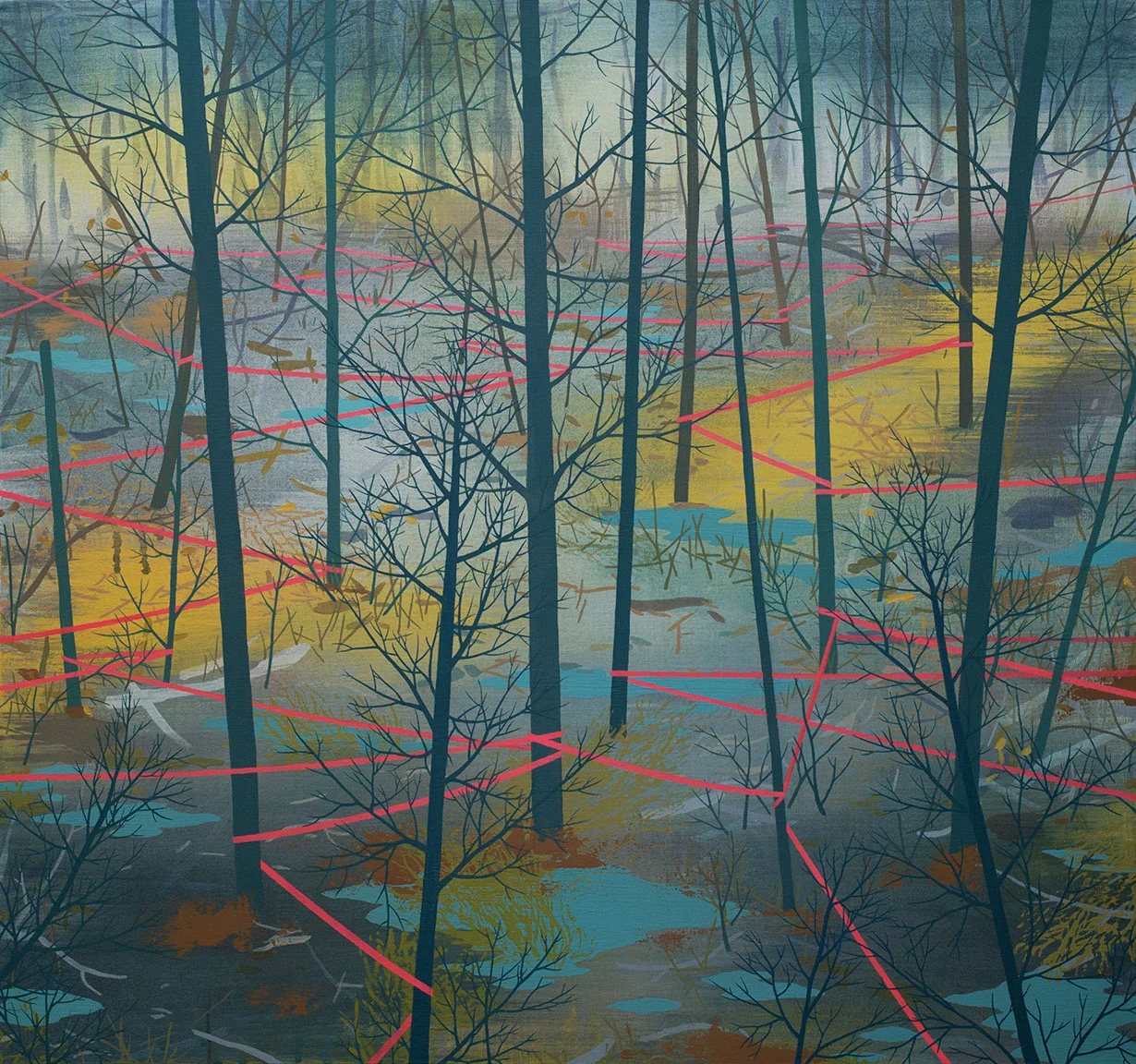 Delineated Woodland Acrylic on canvas 28 x 30 x 1.5”