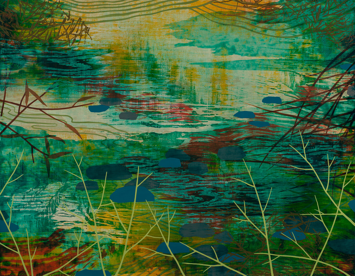   Wetland 72  Acrylic on paper, 19 x 24”  