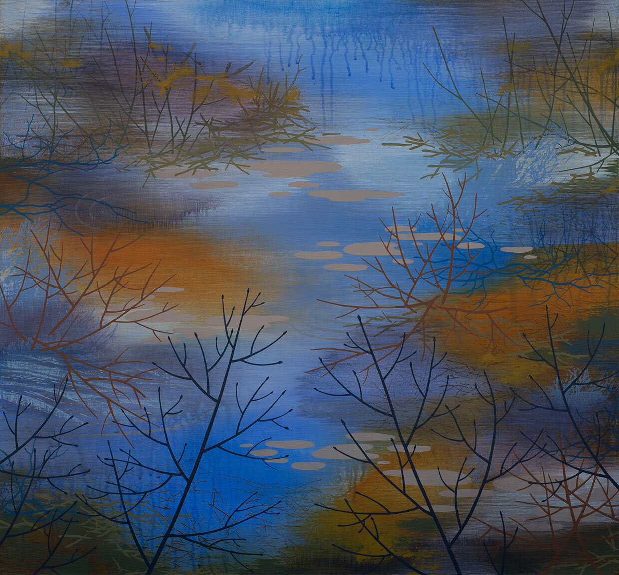   River Edge   Acrylic on canvas 28 x 30 x 1.5” 