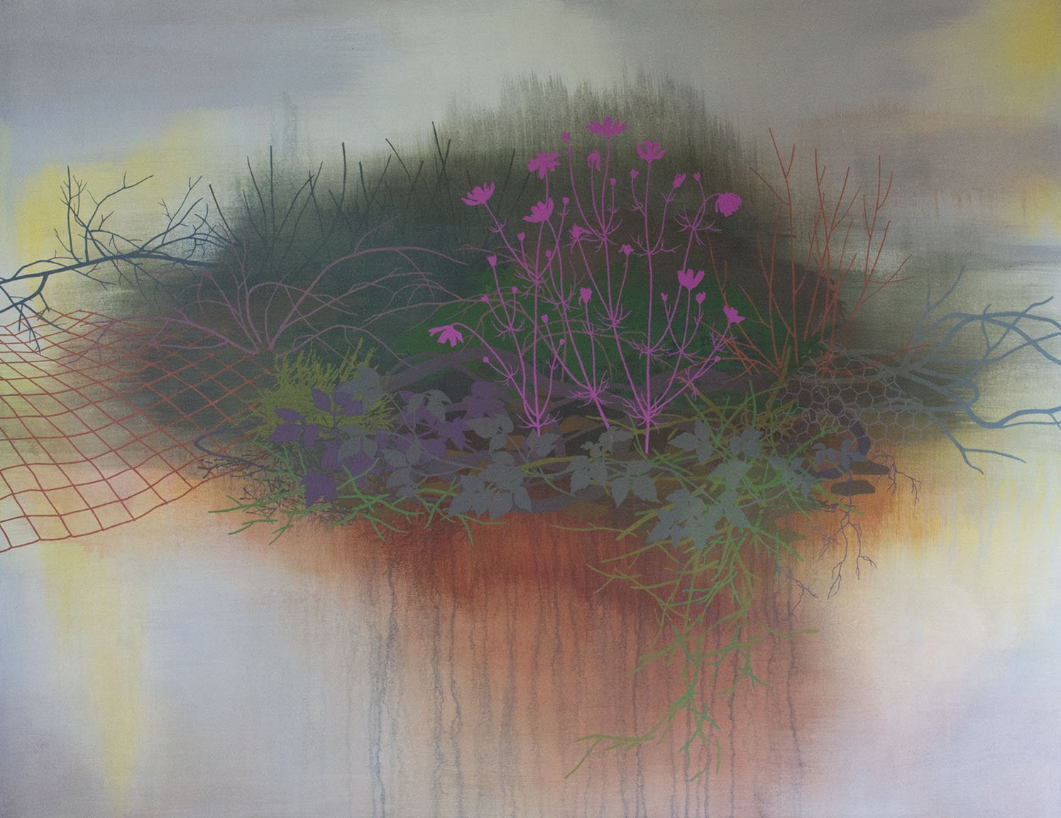   Accidental Planting  Acrylic on canvas 46 x 60 x 1.5” SOLD   