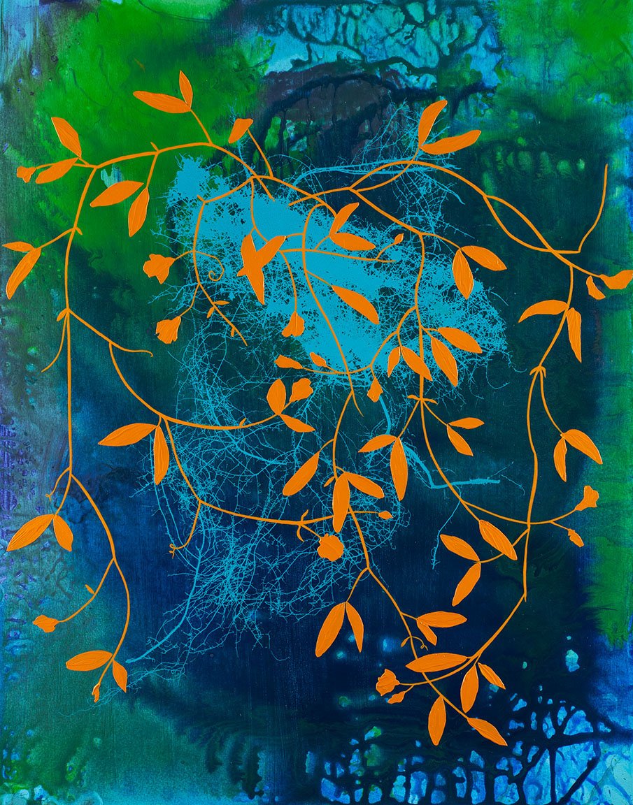   Orange Tendrils  Acrylic on paper 24 x 19” SOLD 