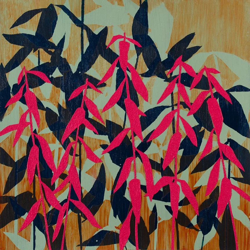  Layered Study Acrylic on paper, framed 16 × 16 × 3/4”  