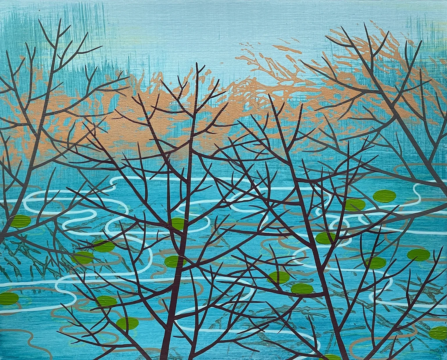  Distant Glow Acrylic on paper, framed 11 × 14 × 3/4” 