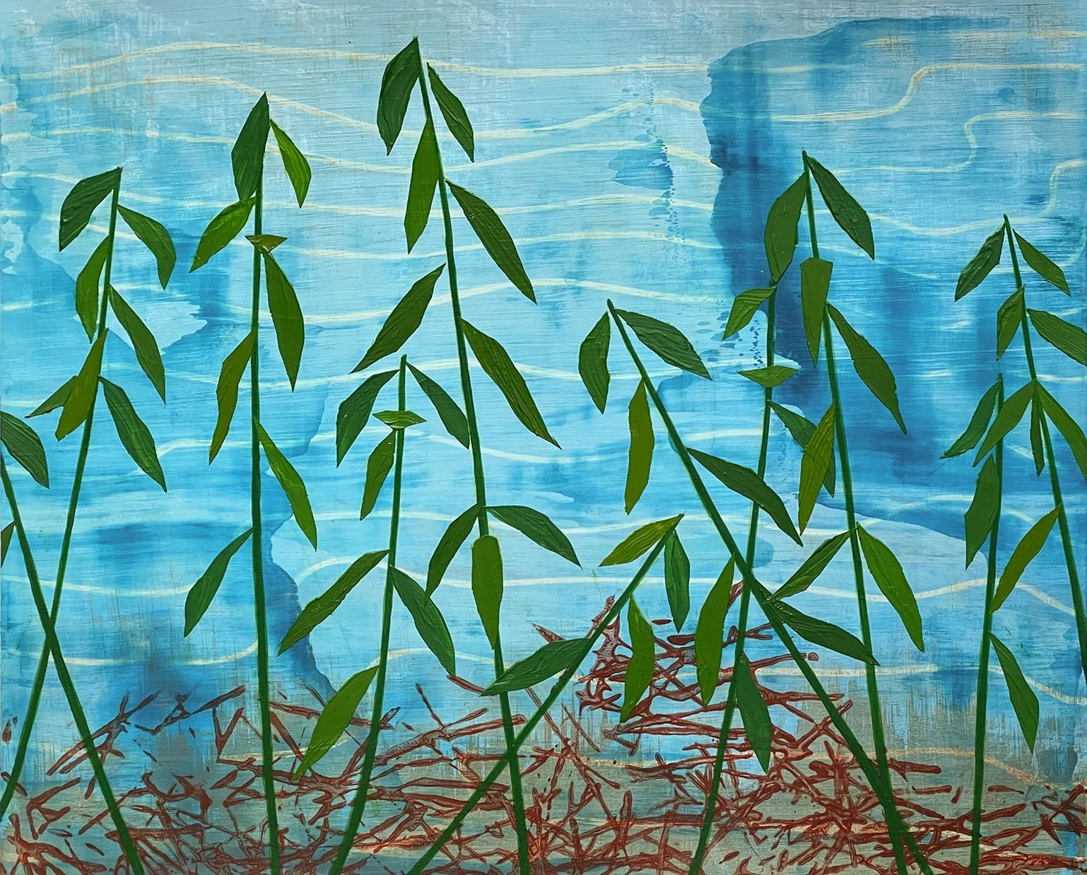  Marsh Growth Acrylic on paper, framed 11 × 14 × 3/4” 